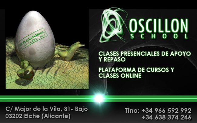 Tarjeta de visita Oscillon School cara B