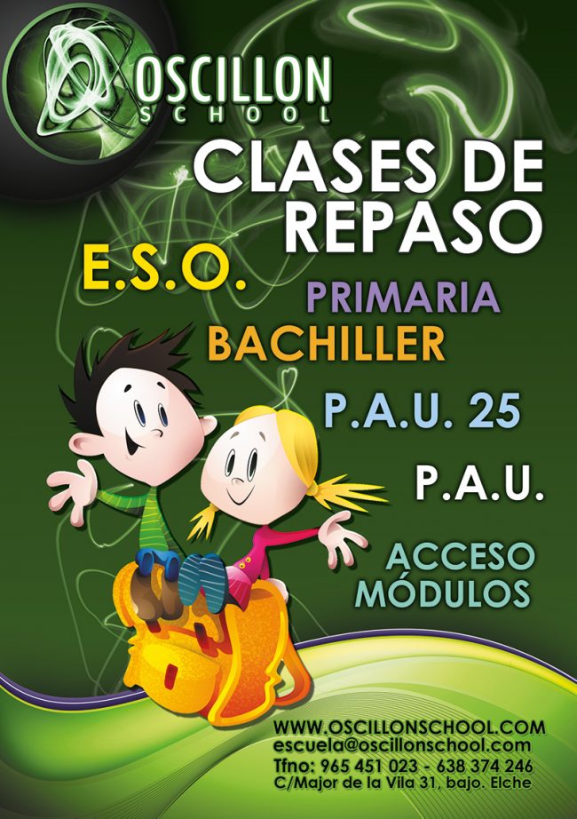 Cartel impresión clases de repaso Oscillon School