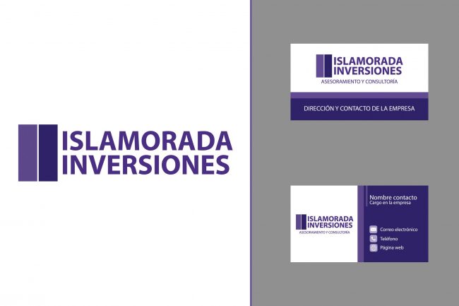 Logo y tarjetas de visita Islamora Inversiones