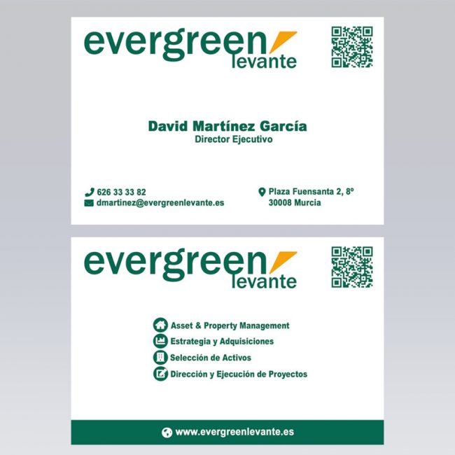 Tarjetas de visita Evergreen Levante